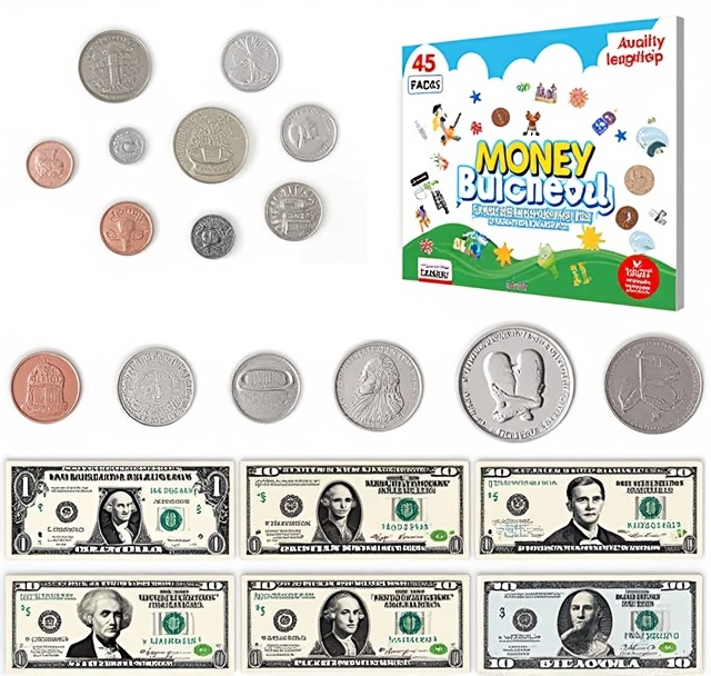 48 PCS Large Double-Sided Magnetic Money - Play Money for Kids for Learning, Pretend Money for Classroom, Toy Money, Play Coins for Kids, Money Games, Practice, Money Manipulatives, Class Money Set